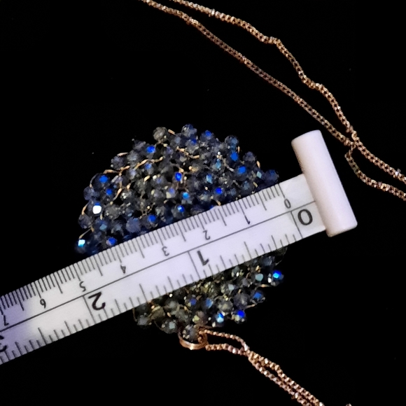 Woven sparkle bead pendant and necklace goldtone - Picture 10 of 11